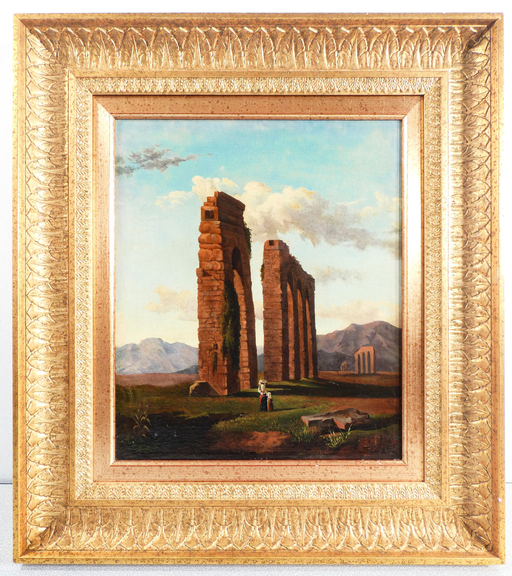 quadro sebastiano panunzi epoca 1800 rovine romane roma dipinto olio tela