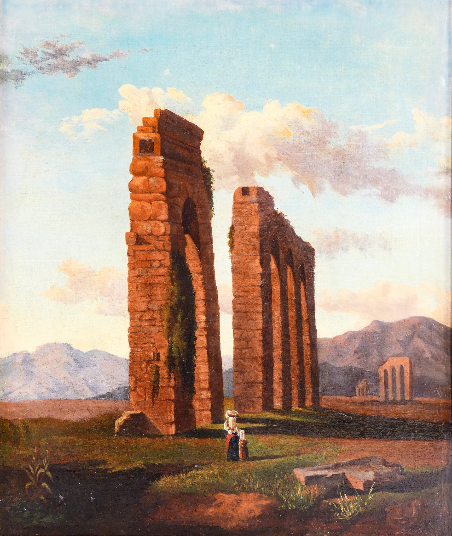 quadro sebastiano panunzi epoca 1800 rovine romane roma dipinto olio tela