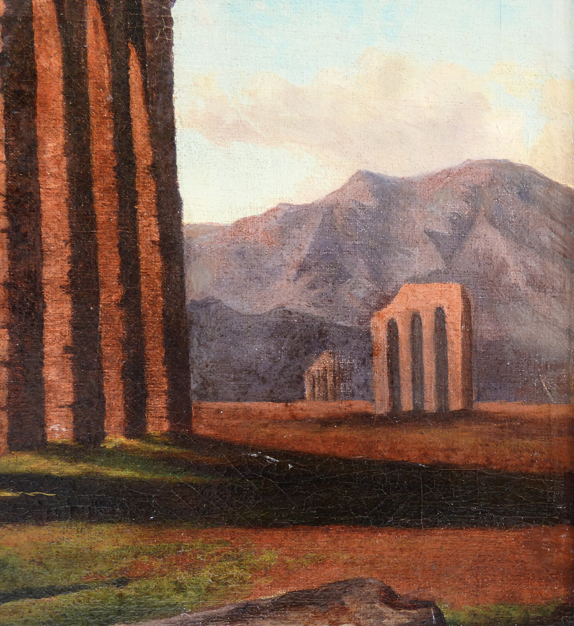 quadro sebastiano panunzi epoca 1800 rovine romane roma dipinto olio tela