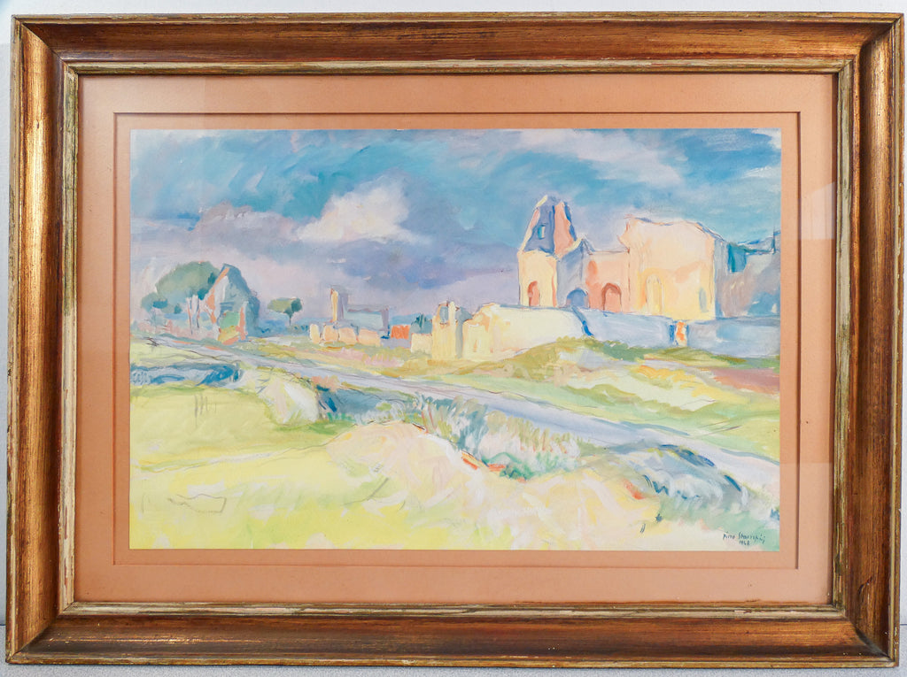 quadro tomba quintili appia antica roma firmato pino stampini dipinto tempera
