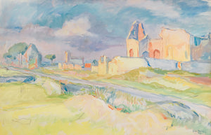 quadro tomba quintili appia antica roma firmato pino stampini dipinto tempera