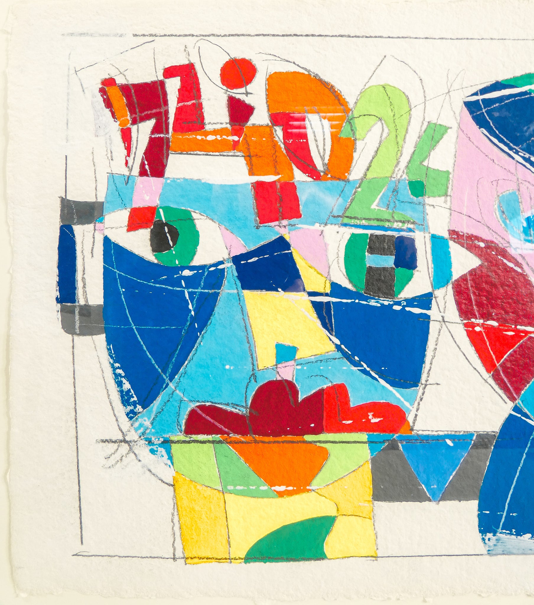 quadro ugo nespolo dipinto disegno tempera carta torino ritratto astratto