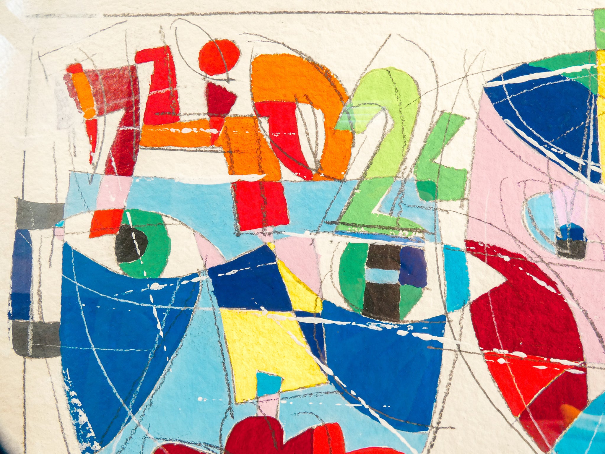 quadro ugo nespolo dipinto disegno tempera carta torino ritratto astratto