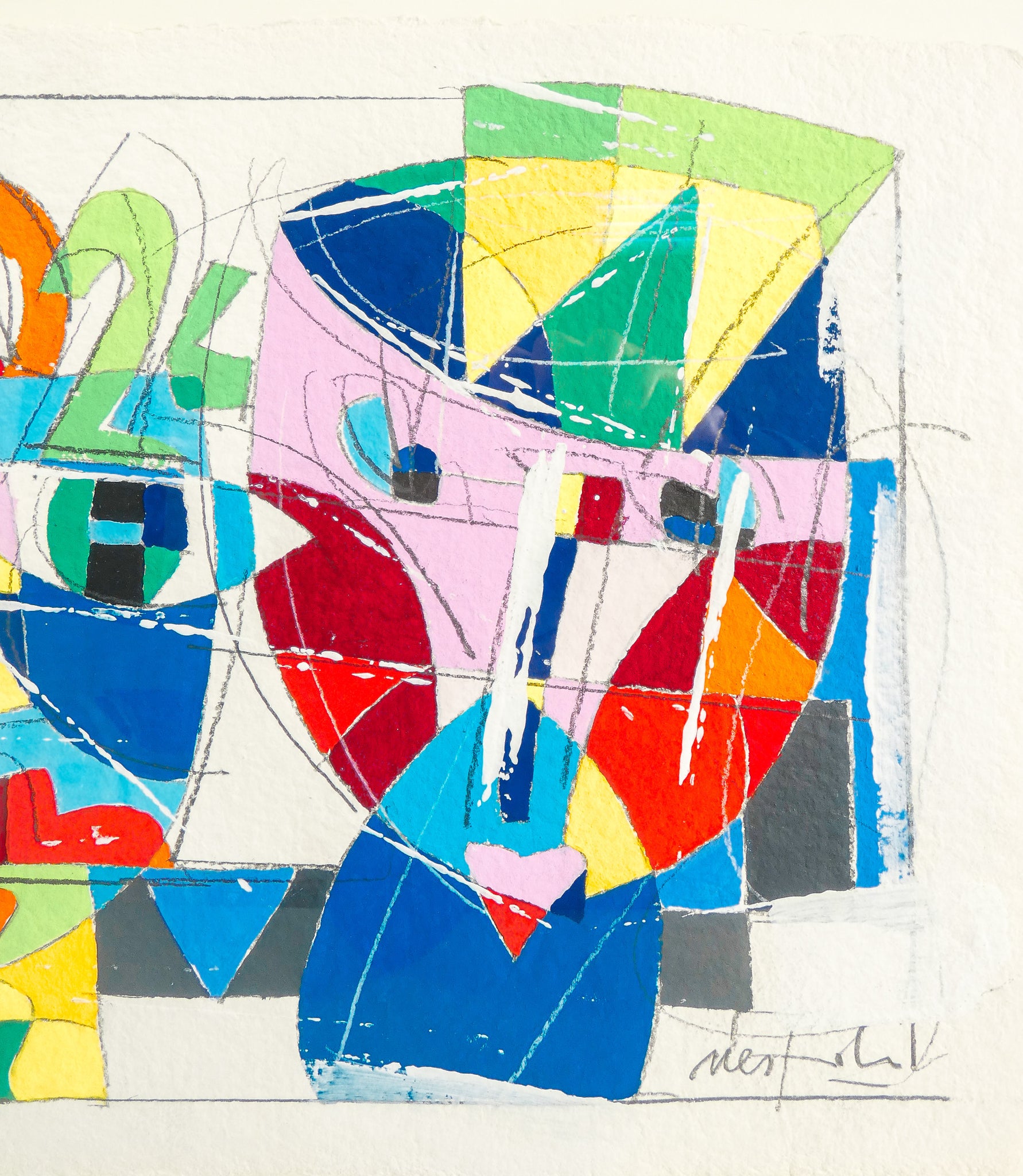 quadro ugo nespolo dipinto disegno tempera carta torino ritratto astratto