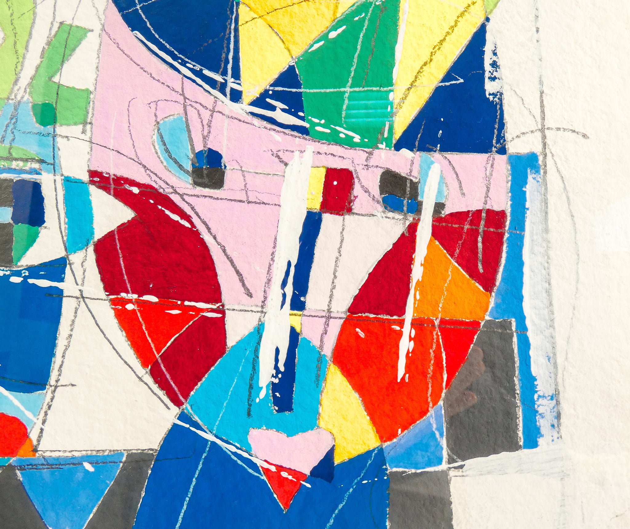 quadro ugo nespolo dipinto disegno tempera carta torino ritratto astratto