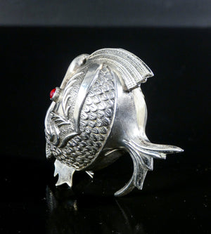 saliera pepiera argento 800 scultura pesce spagna sale e pepe epoca 1900