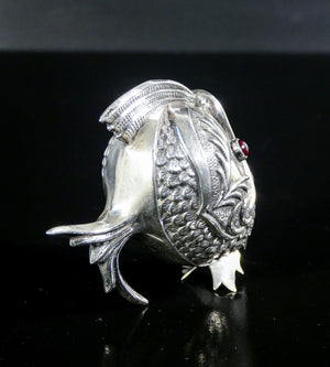 saliera pepiera argento 800 scultura pesce spagna sale e pepe epoca 1900