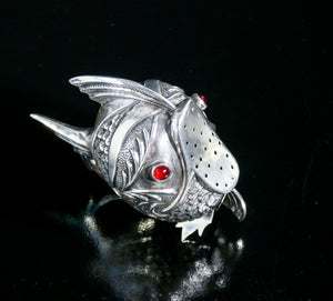 saliera pepiera argento 800 scultura pesce spagna sale e pepe epoca 1900