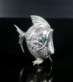 saliera pepiera argento 800 scultura pesce spagna sale e pepe epoca 1900