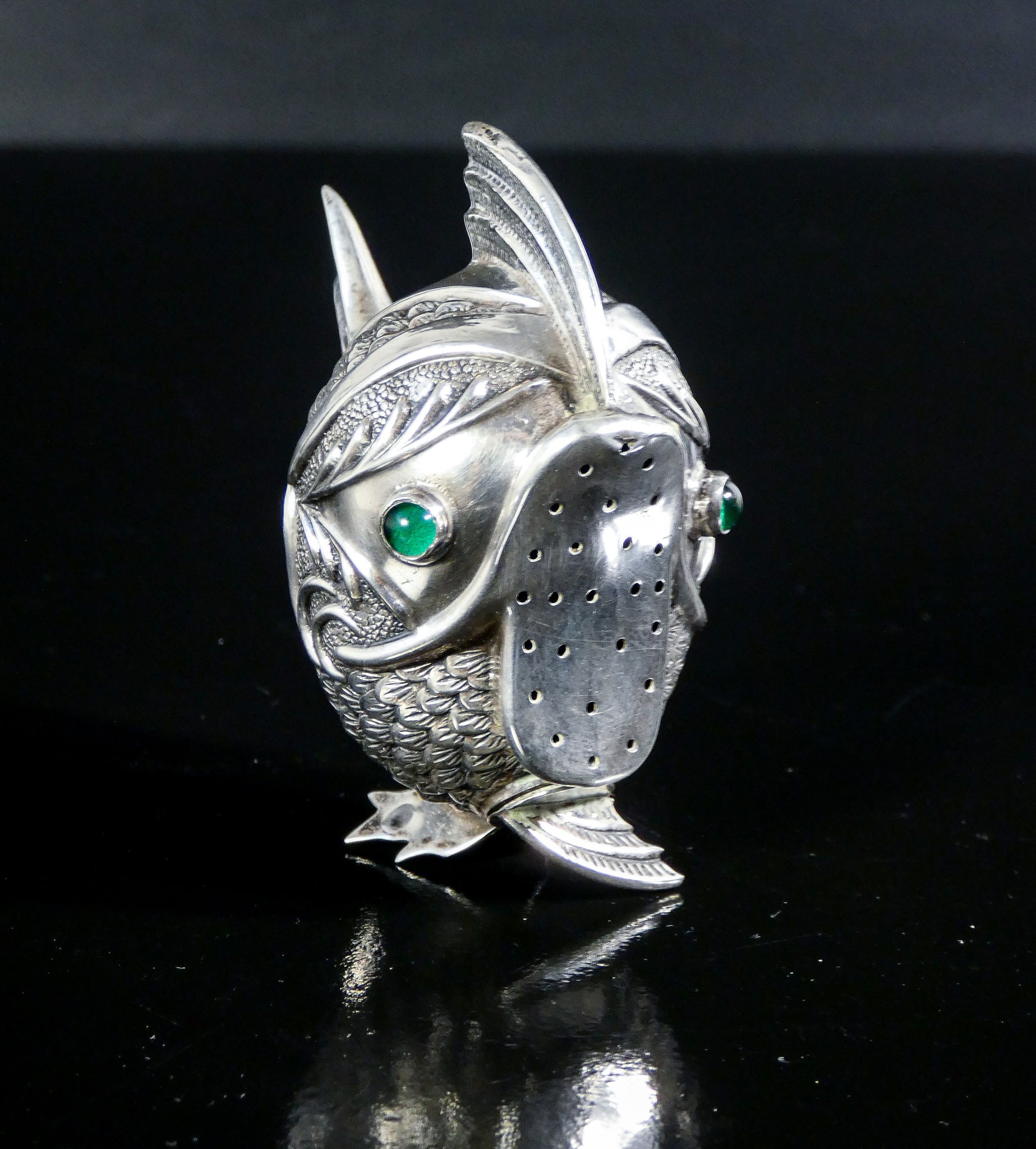 saliera pepiera argento 800 scultura pesce spagna sale e pepe epoca 1900
