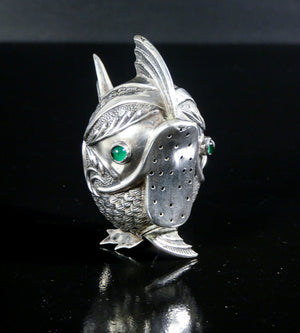 saliera pepiera argento 800 scultura pesce spagna sale e pepe epoca 1900