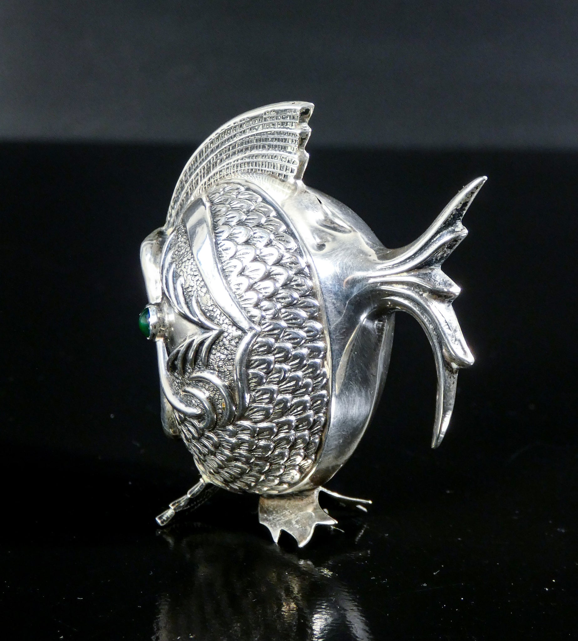 saliera pepiera argento 800 scultura pesce spagna sale e pepe epoca 1900