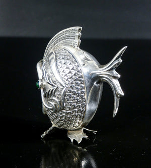 saliera pepiera argento 800 scultura pesce spagna sale e pepe epoca 1900
