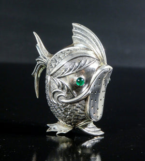 saliera pepiera argento 800 scultura pesce spagna sale e pepe epoca 1900
