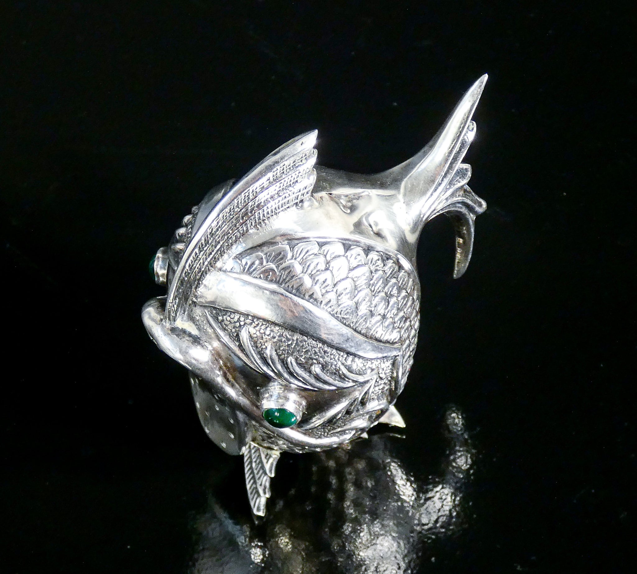 saliera pepiera argento 800 scultura pesce spagna sale e pepe epoca 1900