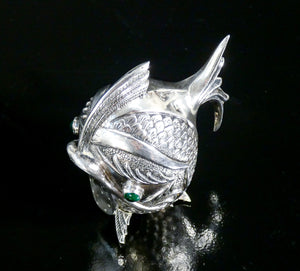 saliera pepiera argento 800 scultura pesce spagna sale e pepe epoca 1900