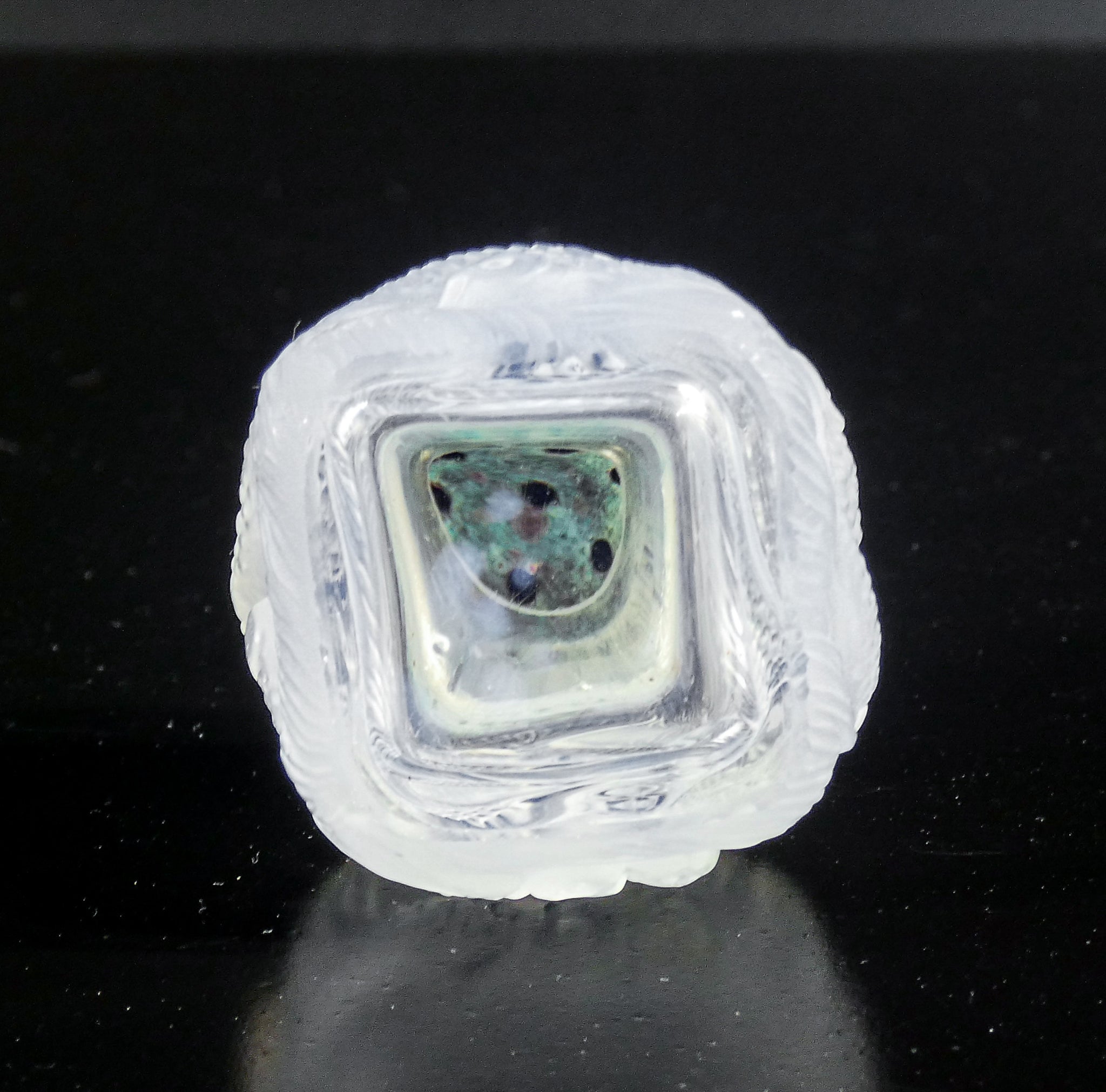 saliera pepiera stile lalique formose vetro bassorilevo pesci carpe koi