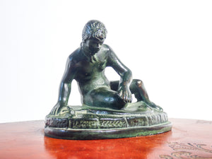 scatola ovale legno pelle scultura statua bronzo velluto verde epoca 1800