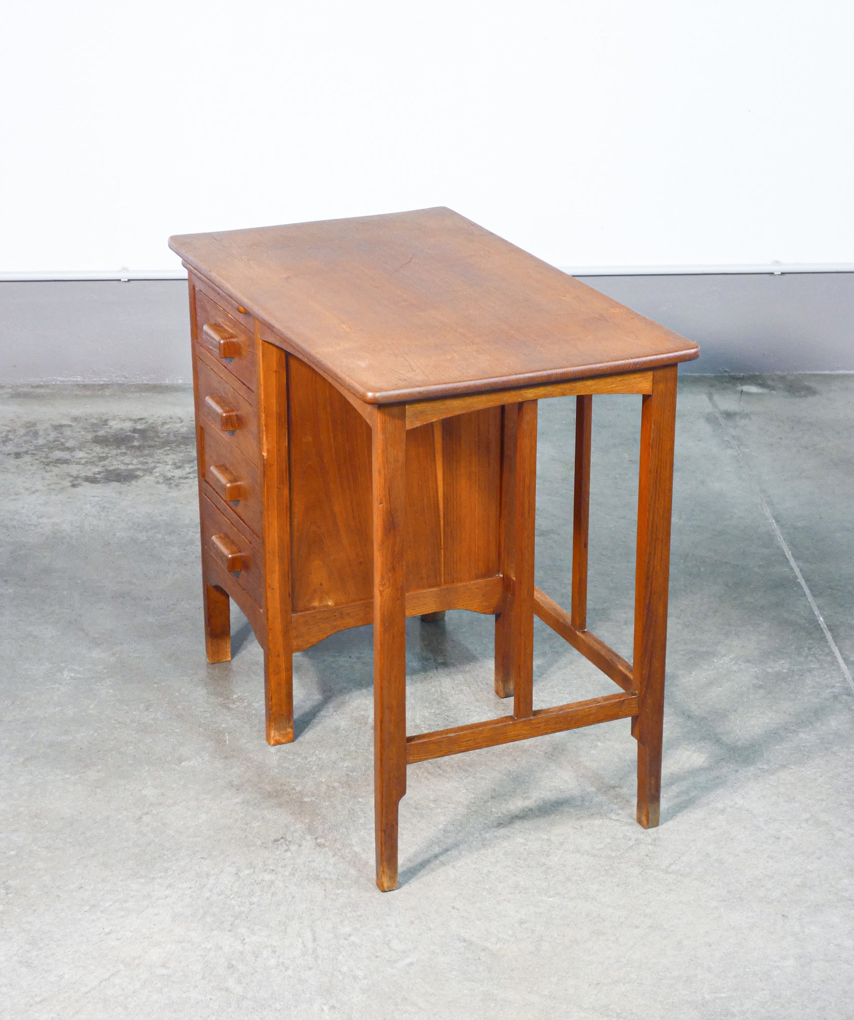 scrivania dattilografo scrittoio legno rovere cassetti art deco epoca 1900
