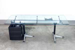 scrivania design bruce burdick per herman miller tavolo vetro alluminio 1980s
