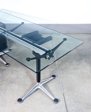 scrivania design bruce burdick per herman miller tavolo vetro alluminio 1980s