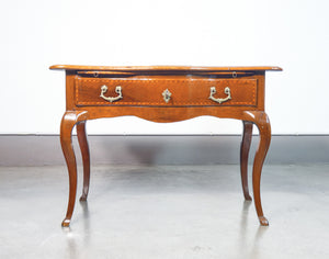 scrivania scrittoio piemontese epoca 1700 legno noce intarsiato cassetto antica