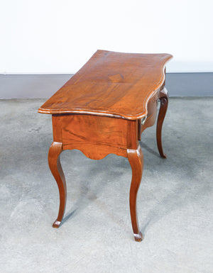 scrivania scrittoio piemontese epoca 1700 legno noce intarsiato cassetto antica