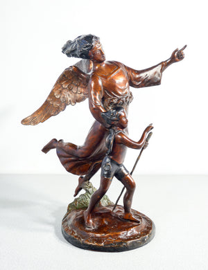 scultura alessandro romano angelo tobia pellegrino bambino statua bronzo