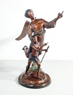 scultura alessandro romano angelo tobia pellegrino bambino statua bronzo