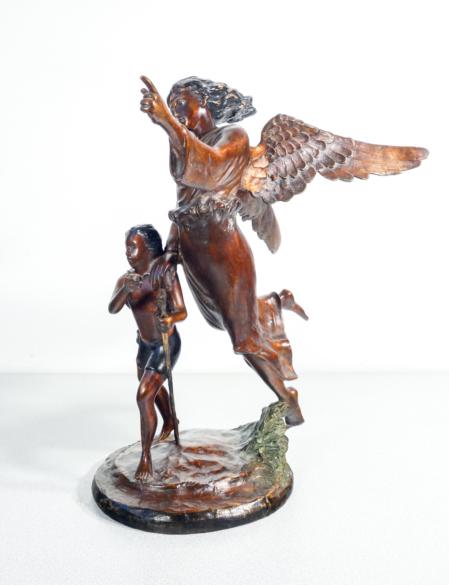 scultura alessandro romano angelo tobia pellegrino bambino statua bronzo