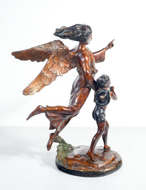 scultura alessandro romano angelo tobia pellegrino bambino statua bronzo