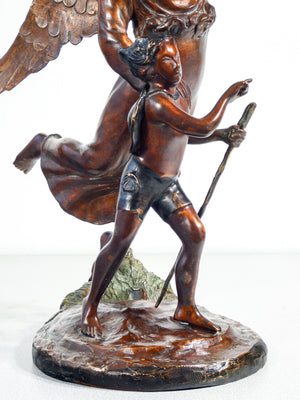 scultura alessandro romano angelo tobia pellegrino bambino statua bronzo