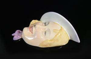 scultura antonio ronzan porcellana firmata 1940s ceramica dipinta donna volto