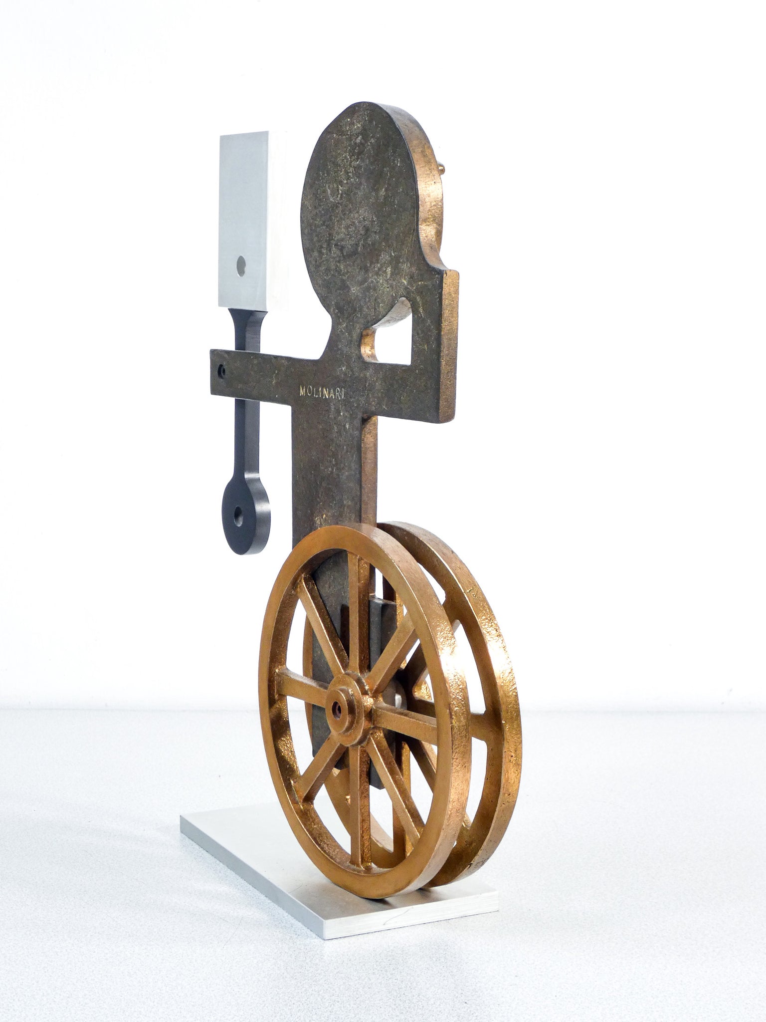 scultura bronzo mario molinari epoca 1970 design statua metallo italia