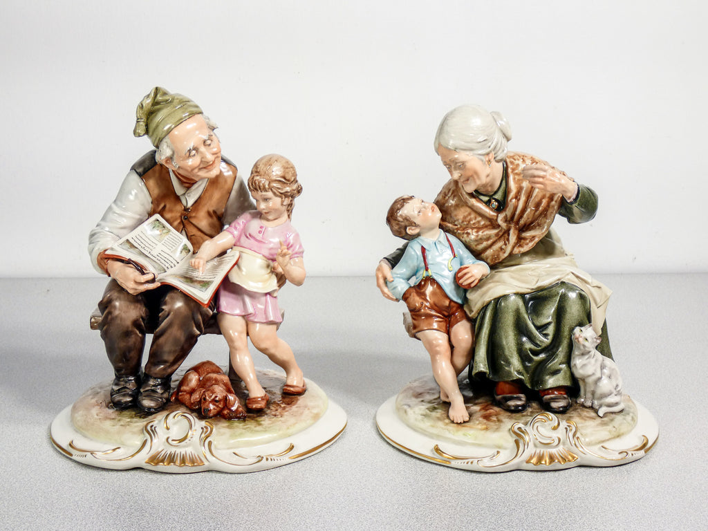 scultura ceramica bruno merli nonno nonna nipoti bambini porcellana dipinta