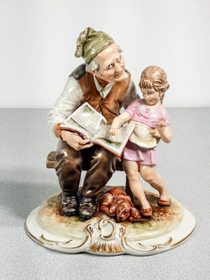 scultura ceramica bruno merli nonno nonna nipoti bambini porcellana dipinta