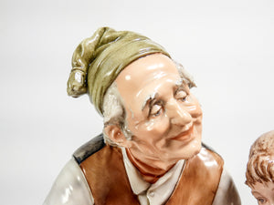 scultura ceramica bruno merli nonno nonna nipoti bambini porcellana dipinta