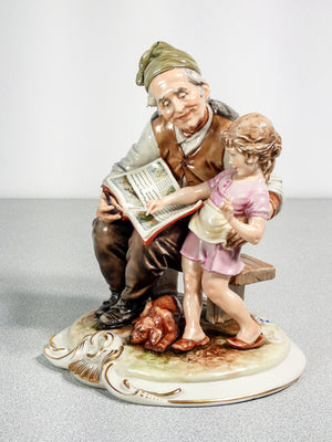 scultura ceramica bruno merli nonno nonna nipoti bambini porcellana dipinta