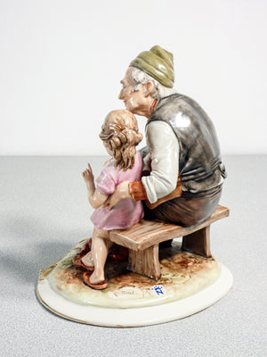 scultura ceramica bruno merli nonno nonna nipoti bambini porcellana dipinta