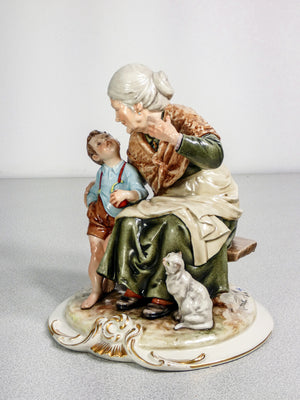 scultura ceramica bruno merli nonno nonna nipoti bambini porcellana dipinta