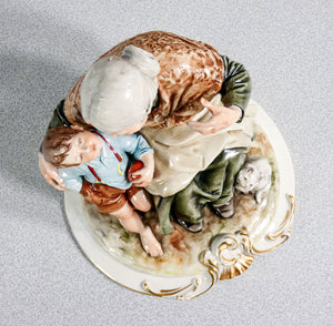 scultura ceramica bruno merli nonno nonna nipoti bambini porcellana dipinta