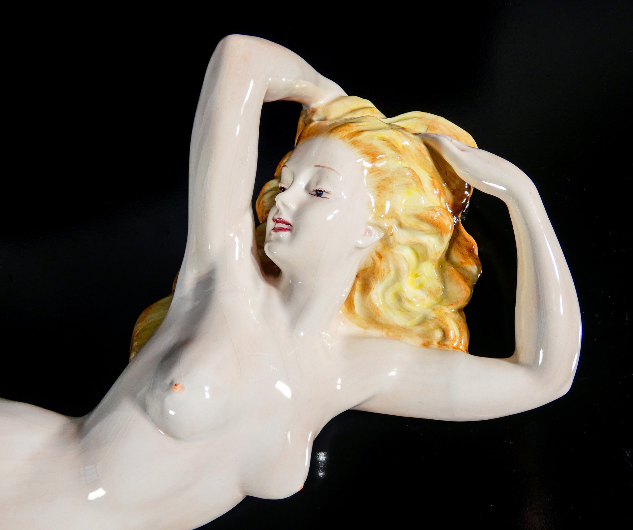 scultura ceramica cia manna 1930s nudo donna porcellana lenci torino