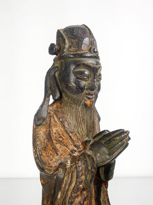 scultura dignitario cinese bronzo dorato cina dinastia qing epoca 1600 antica