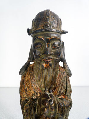 scultura dignitario cinese bronzo dorato cina dinastia qing epoca 1600 antica