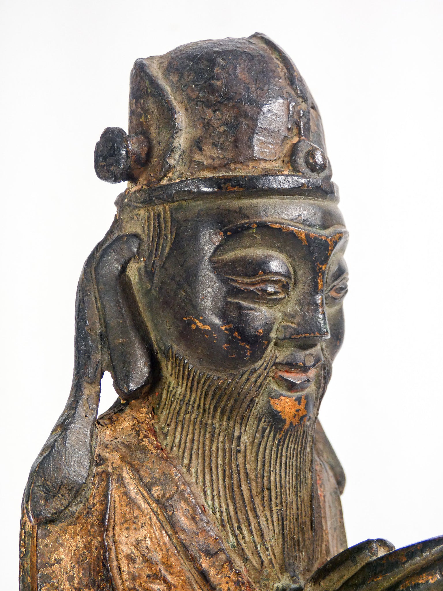 scultura dignitario cinese bronzo dorato cina dinastia qing epoca 1600 antica