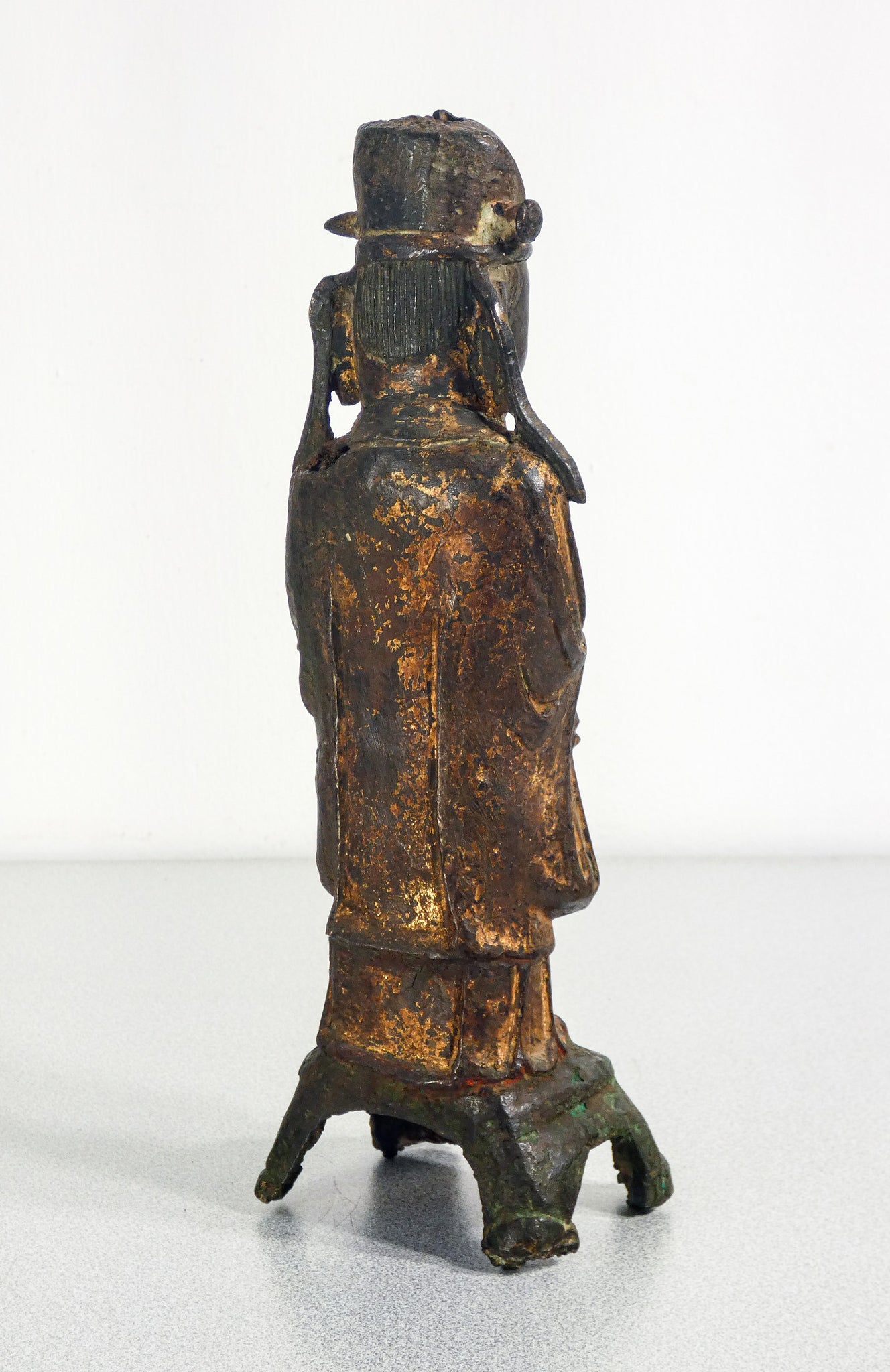 scultura dignitario cinese bronzo dorato cina dinastia qing epoca 1600 antica