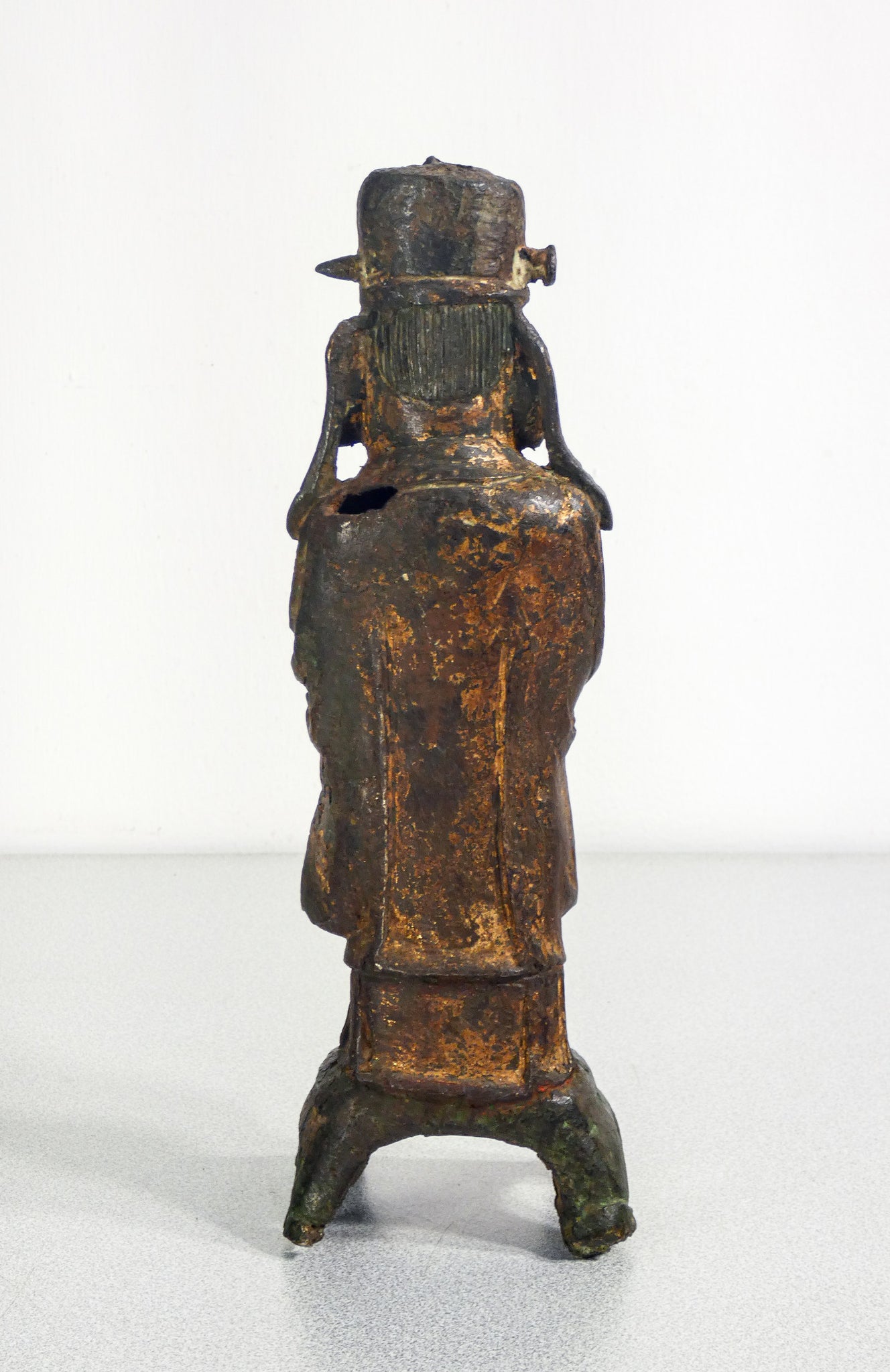 scultura dignitario cinese bronzo dorato cina dinastia qing epoca 1600 antica