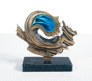 scultura firmata studio del campo metallo smalto epoca 1984 torino italia