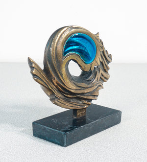 scultura firmata studio del campo metallo smalto epoca 1984 torino italia