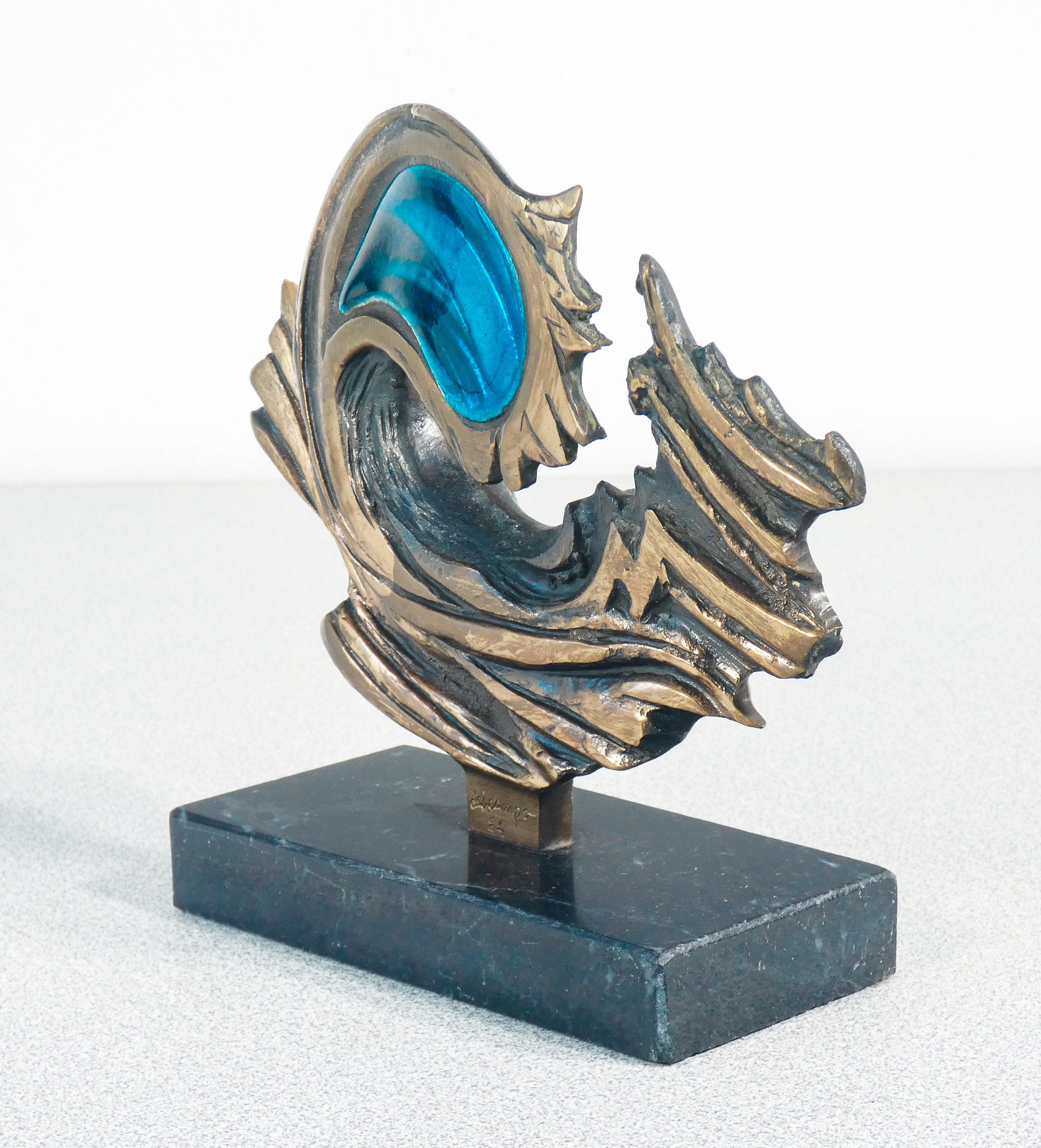 scultura firmata studio del campo metallo smalto epoca 1984 torino italia